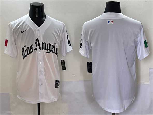 Men%27s Los Angeles Dodgers Blank White Mexico 2025 LA Gothic Style With Fernando Patch Vapor Premier Limited Stitched Jersey->los angeles dodgers->MLB Jersey